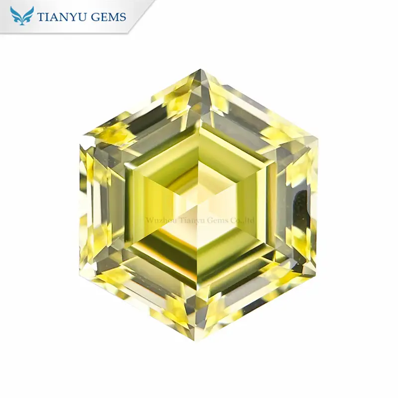 Wholesale Yellow Sapphire Lab Grown Gemstone Hexagon Step Cut 1