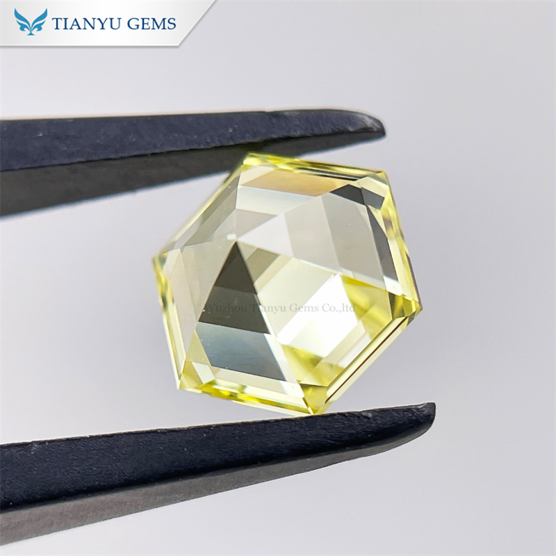 Wholesale Yellow Sapphire Lab Grown Gemstone Hexagon Step Cut 9