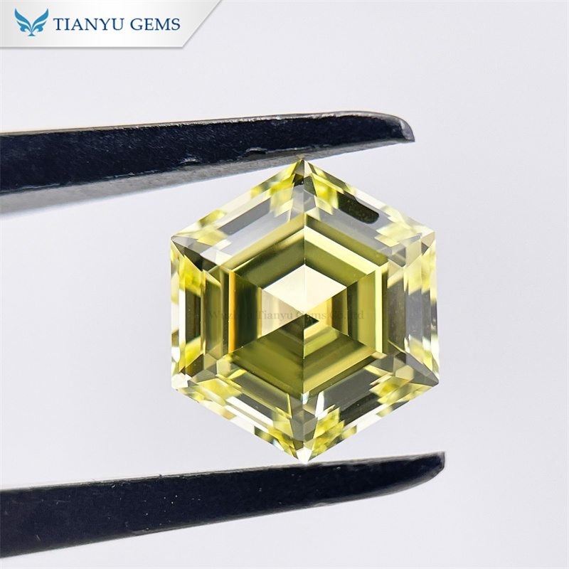 Wholesale Yellow Sapphire Lab Grown Gemstone Hexagon Step Cut 8