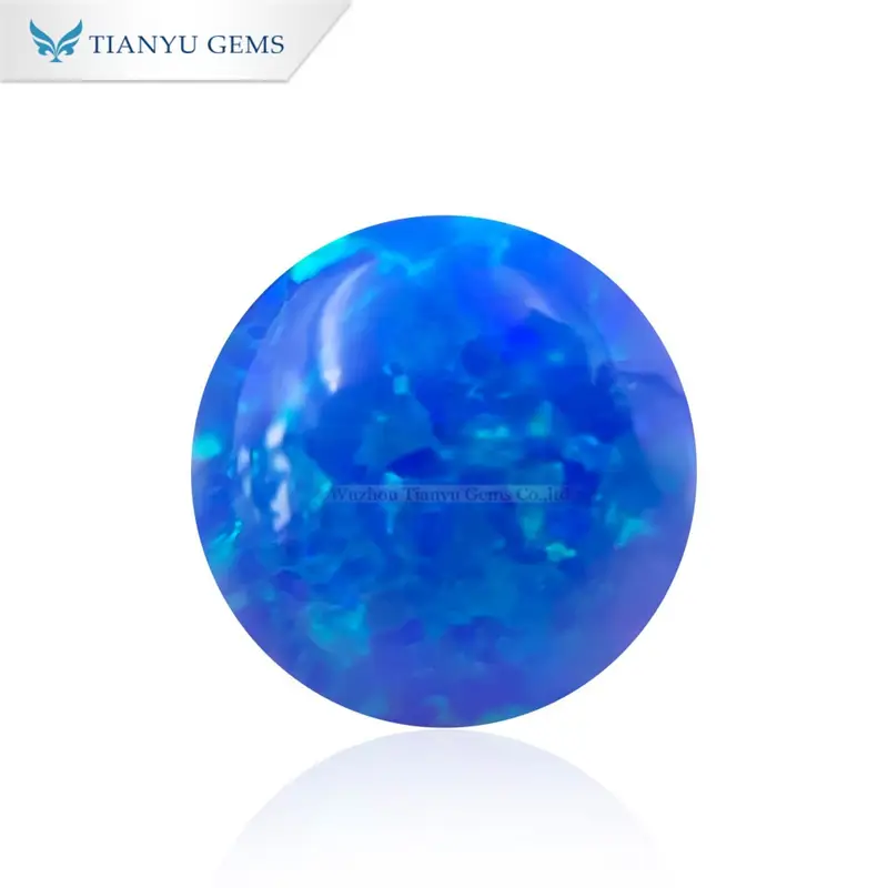 ラウンドカボションカットCP05ブルーオパール合成宝石メーカー 1