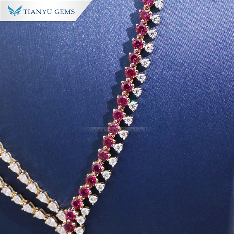 Tianyu Gems 14k Yellow Gold Ruby Necklace Light Luxury Premium Women's Necklace 4