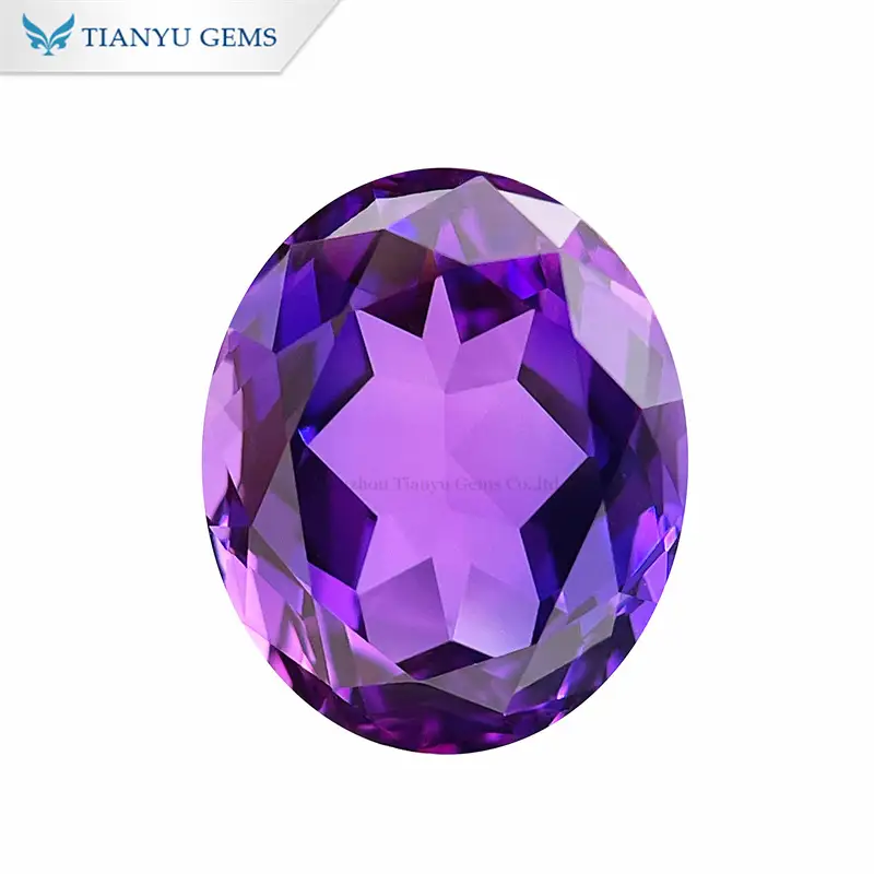 Wholesale Oval Natural Hand Cut Lab Created Purple Sapphire Supplier 1