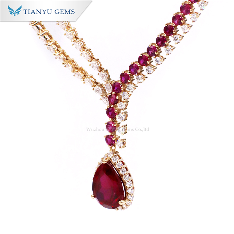 Tianyu Gems 14k Yellow Gold Ruby Necklace Light Luxury Premium Women's Necklace 2