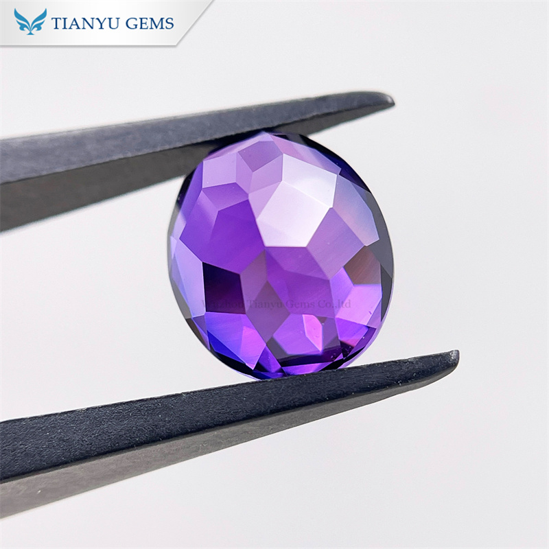 Wholesale Oval Natural Hand Cut Lab Created Purple Sapphire Supplier 9
