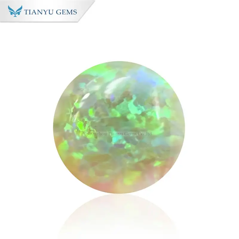 Round Cabochon Cut CP11 Yellow Green Opal Synthetic Gemstones Manufacturer 1