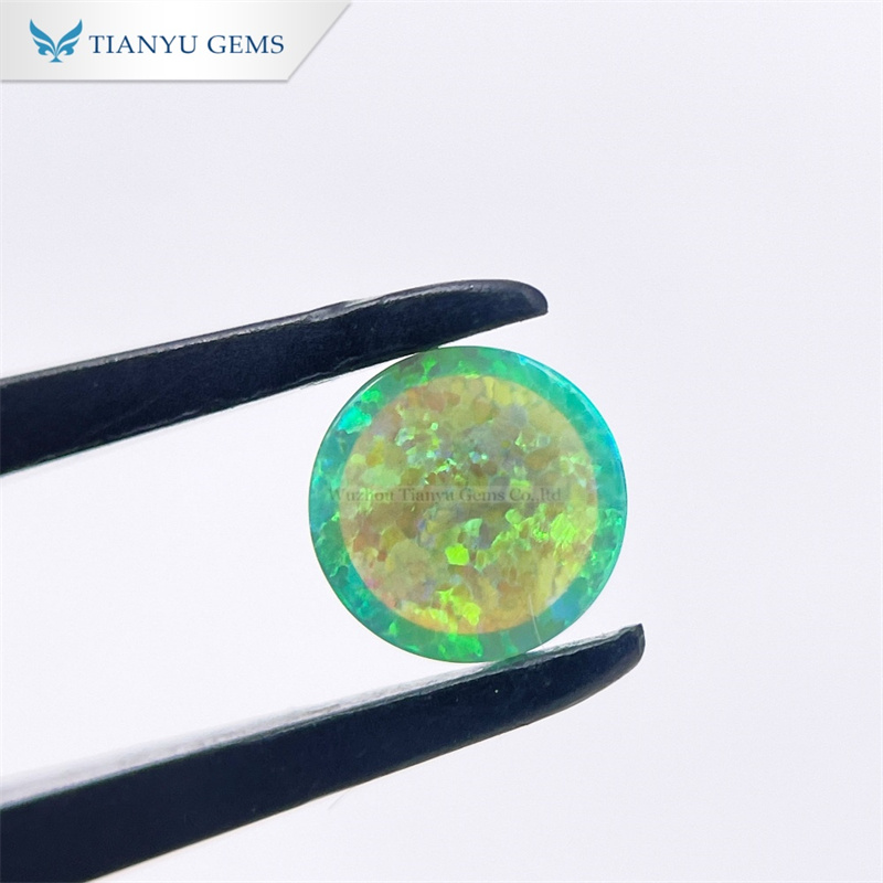 Round Cabochon Cut CP11 Yellow Green Opal Synthetic Gemstones Manufacturer 8