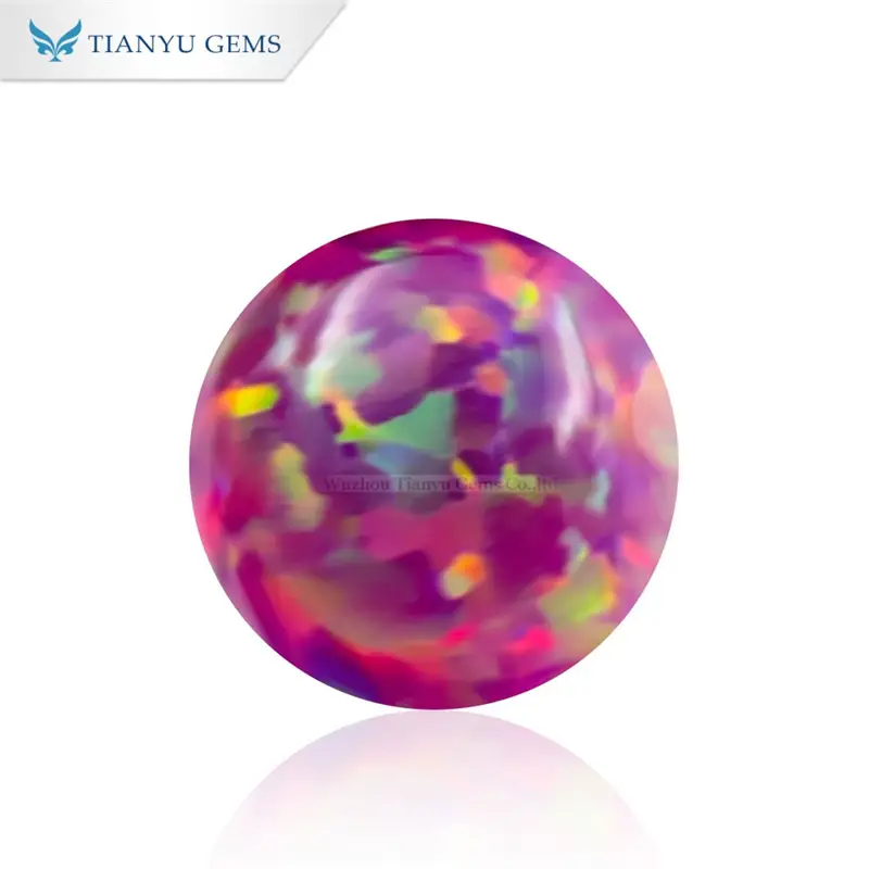 Gema sintética CP39, lapidação cabochão redonda, opala roxa escura. 1