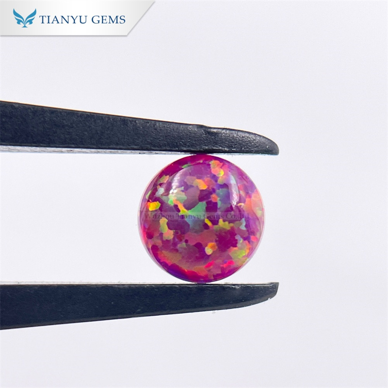 Gema sintética CP39, lapidação cabochão redonda, opala roxa escura. 8