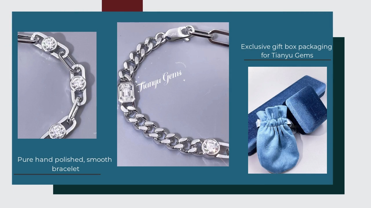 Tianyu Gems Hollow Splice Design Set With Moissanite Or Lab Grown Diamond Cuban Bracelet Simple Gift For Boyfriend 3