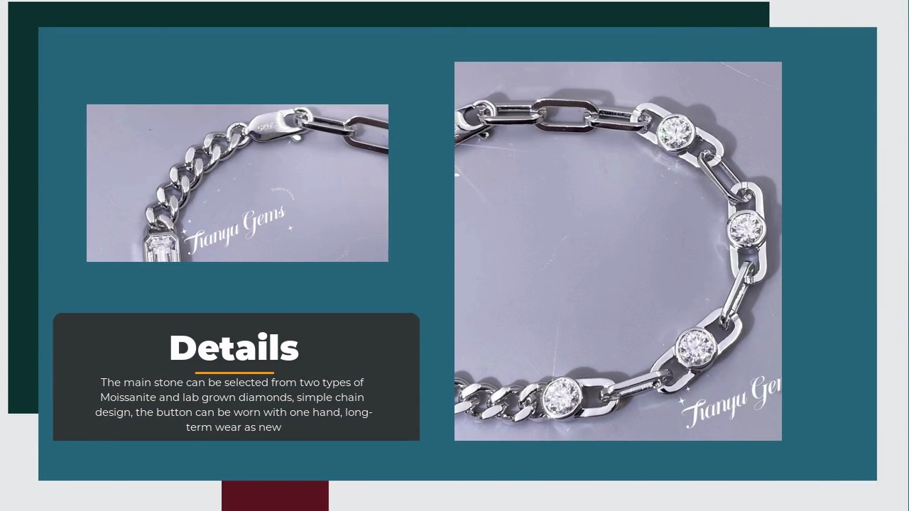 Tianyu Gems Hollow Splice Design Set With Moissanite Or Lab Grown Diamond Cuban Bracelet Simple Gift For Boyfriend 2