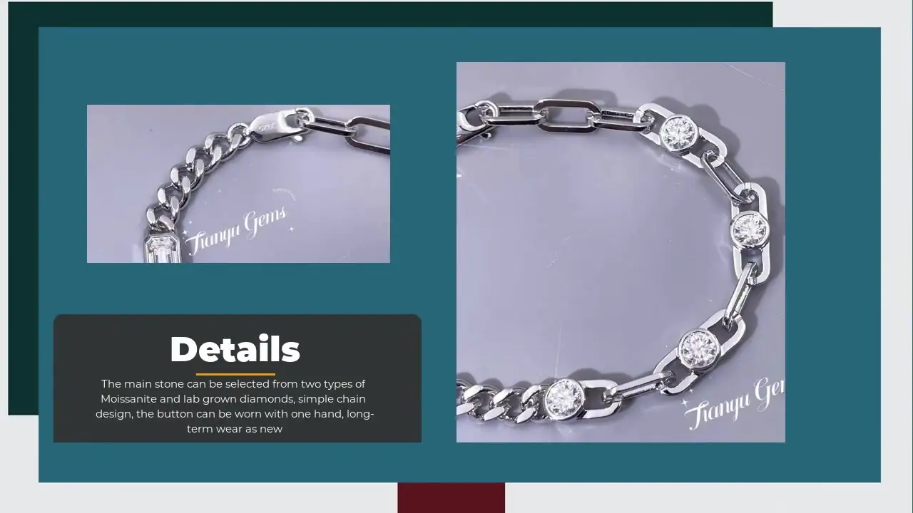 Tianyu Gems Hollow Splice Design Set With Moissanite Or Lab Grown Diamond Cuban Bracelet Simple Gift For Boyfriend 1