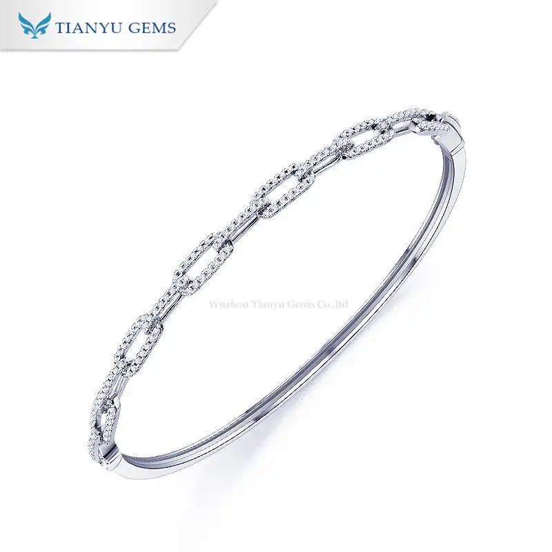 Tianyu Gems 10K white gold moissanite diamond hollow bracelet simple personality temperament hand jewelry 1