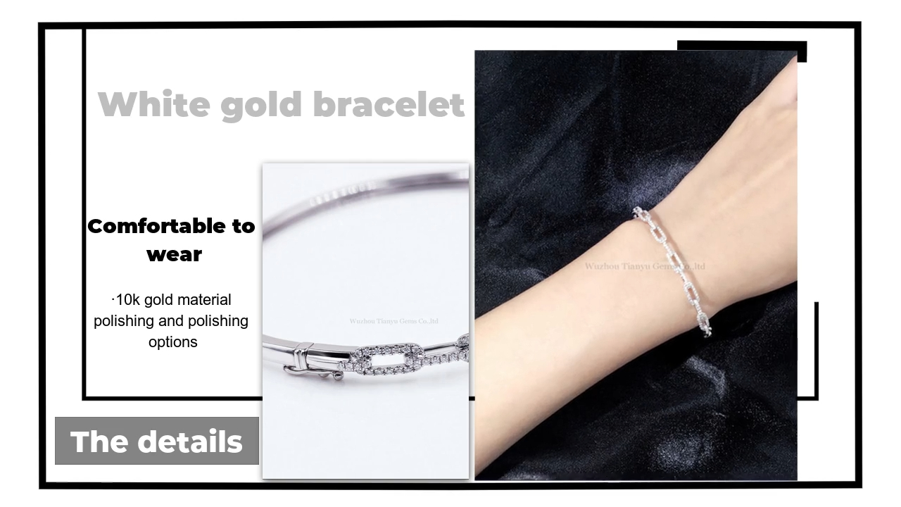 Tianyu Gems 10K white gold moissanite diamond hollow bracelet simple personality temperament hand jewelry 3