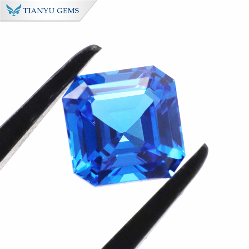 Spinelle cobalt de laboratoire, taille Asscher personnalisée 8