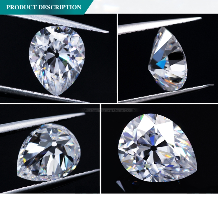 Europe cut white pear shape 5*7mm moissanite diamond price D E color