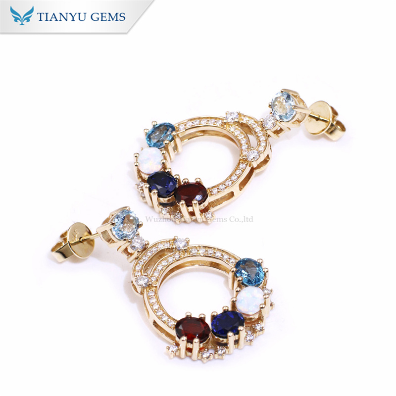 Tianyu Gems Colored Gemstone Gold Earrings 10k Yellow Gold Women's Earrings 6