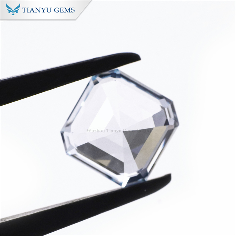 Asscher Cut Lab Grown Gemstone Blue Aquamarine 9