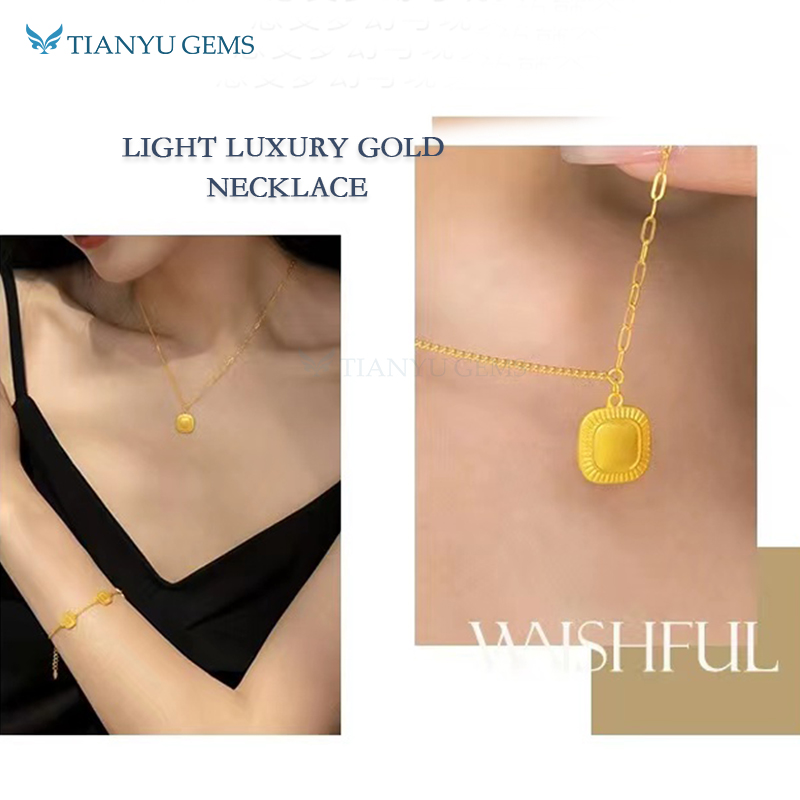 Tianyu Gems customized 24k gold necklace AB chain pendant necklace 4
