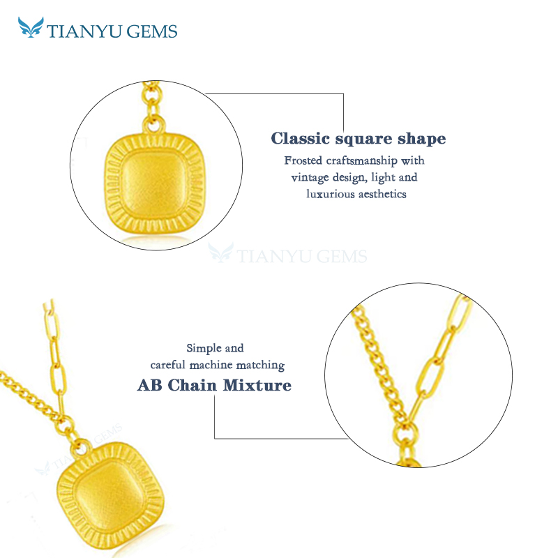 Tianyu Gems customized 24k gold necklace AB chain pendant necklace 5
