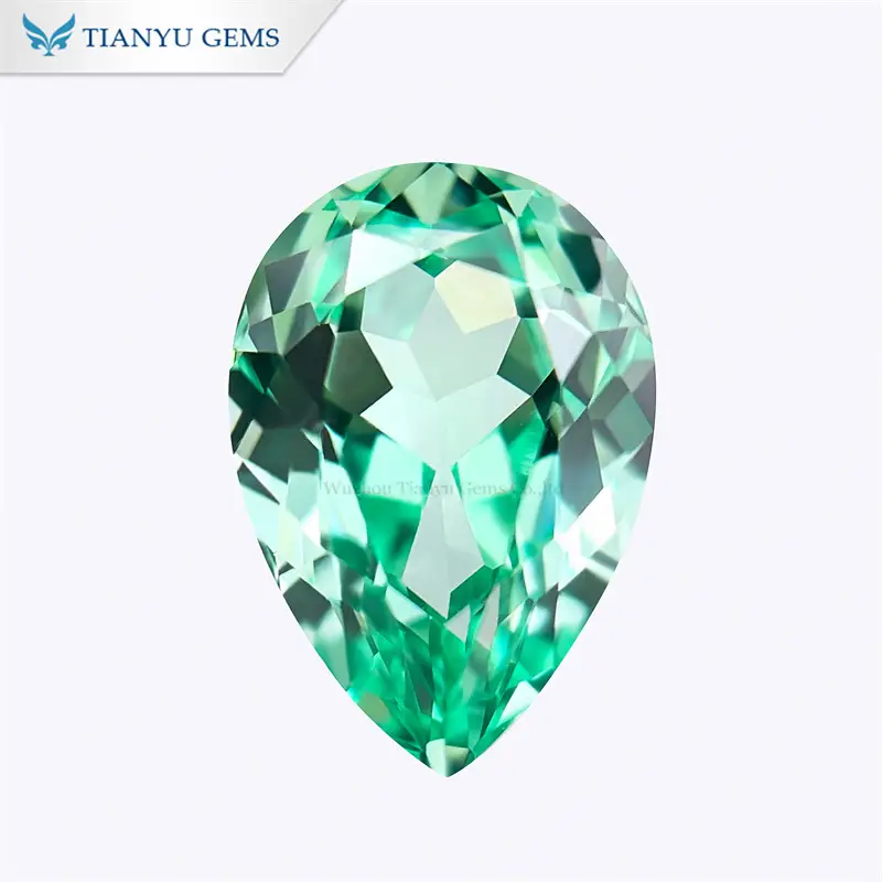 Customized Wholesale Pear Cut Lab Grown Gemstonet Green Sapphire Stone manufacturers From China | Tianyu gems 1