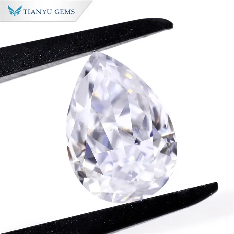 Tianyu Gems 7*9mm Pear Hydrid Crushed Cut white moissanite 1