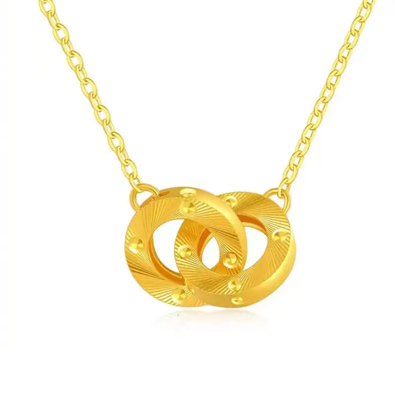 Tianyu Gems customed 24K pure gold simple necklace fashion woman pendant 1