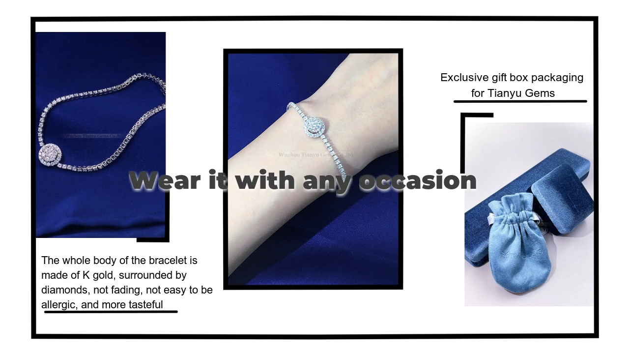 Tianyu Gems moissanite diamond white gold single row full diamond bracelet bracelet does not lose color1 3