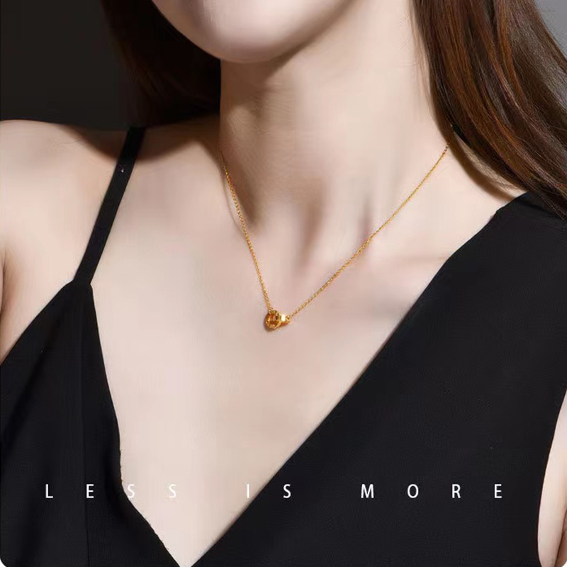 Tianyu Gems customed 24K pure gold simple necklace fashion woman pendant 5