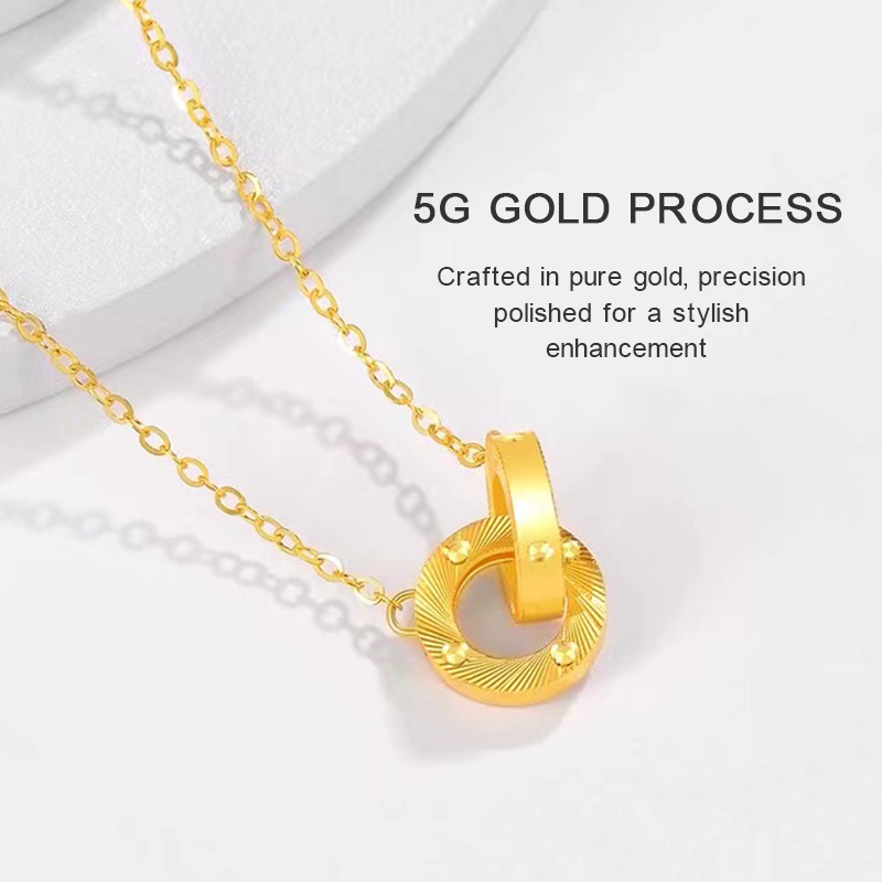 Tianyu Gems customed 24K pure gold simple necklace fashion woman pendant 4