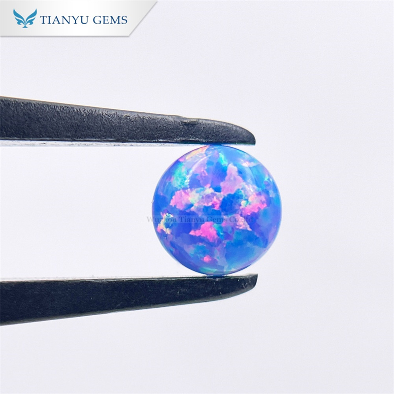 CP74 Blå Opal Syntetisk Lös Ädelsten Cabochon Slipad 8