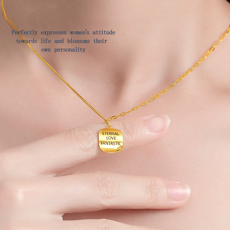 Tianyu Gems customized rolled square pendant 24K jewellery necklace 4