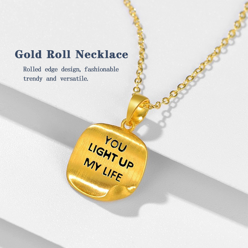 Tianyu Gems customized rolled square pendant 24K jewellery necklace 3