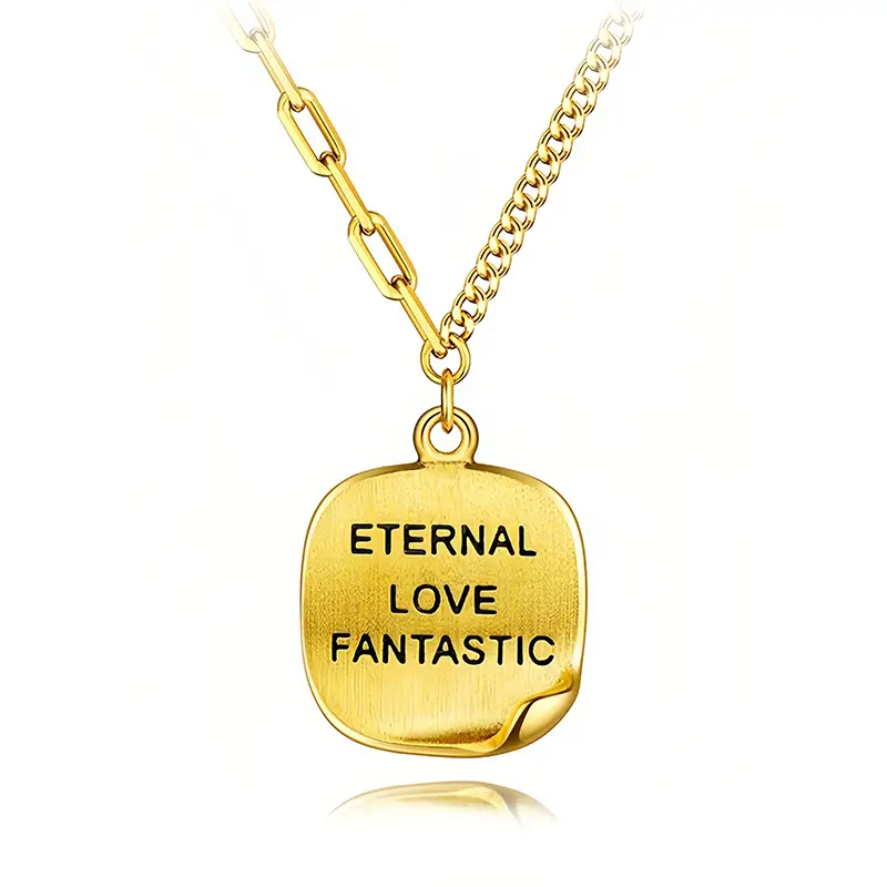 Tianyu Gems customized rolled square pendant 24K jewellery necklace 1