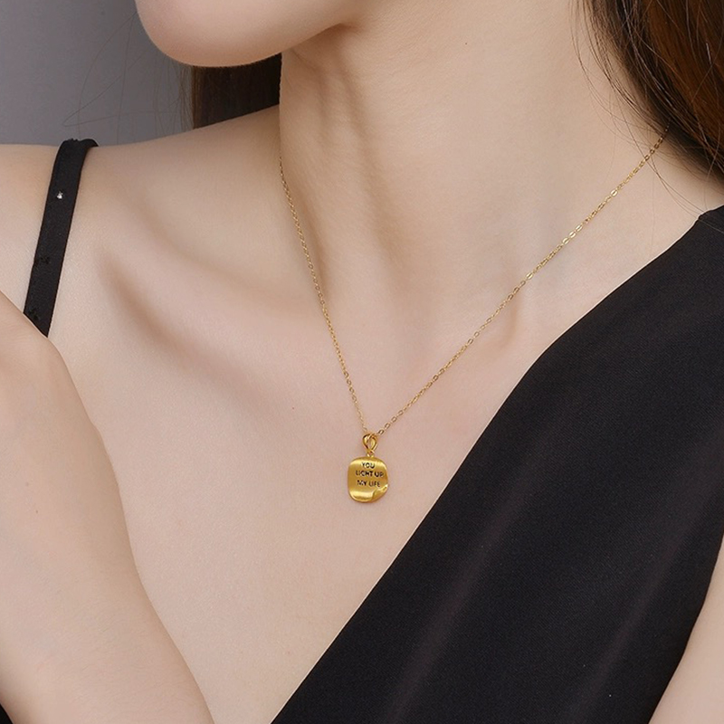 Tianyu Gems customized rolled square pendant 24K jewellery necklace 5