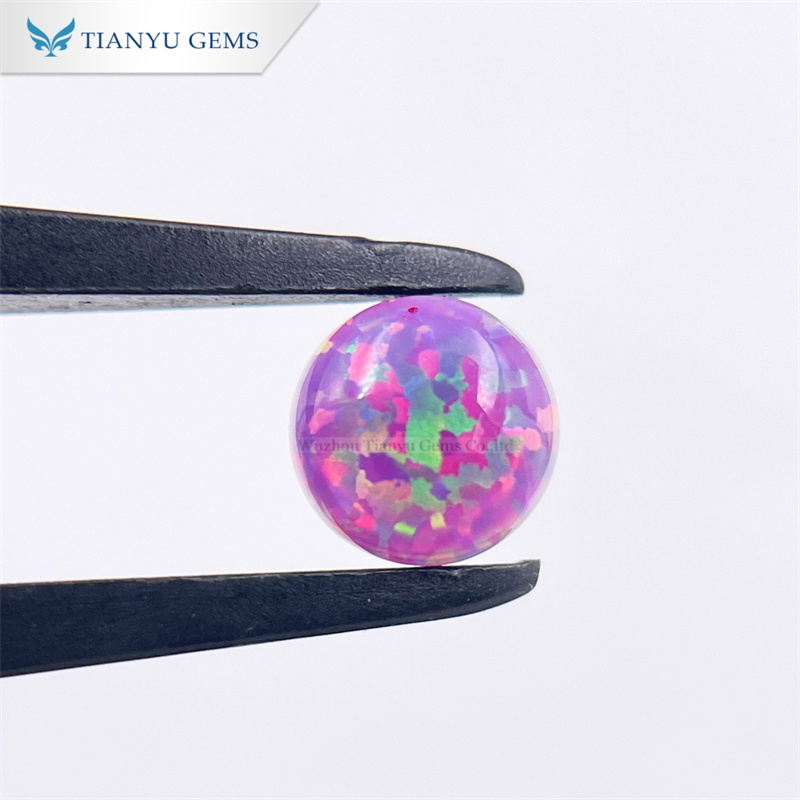 Round Cabochon Cut CP38 Purple Synthetic Opal Gemstone 8