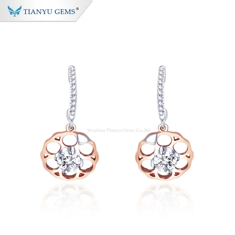 Tianyu Gems Gold Jewelry Earring DEF White Moissanite 14K Rose Gold Ladies Drop Earring 1
