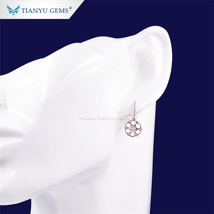 Tianyu Gems Gold Jewelry Earring DEF White Moissanite 14K Rose Gold Ladies Drop Earring 8