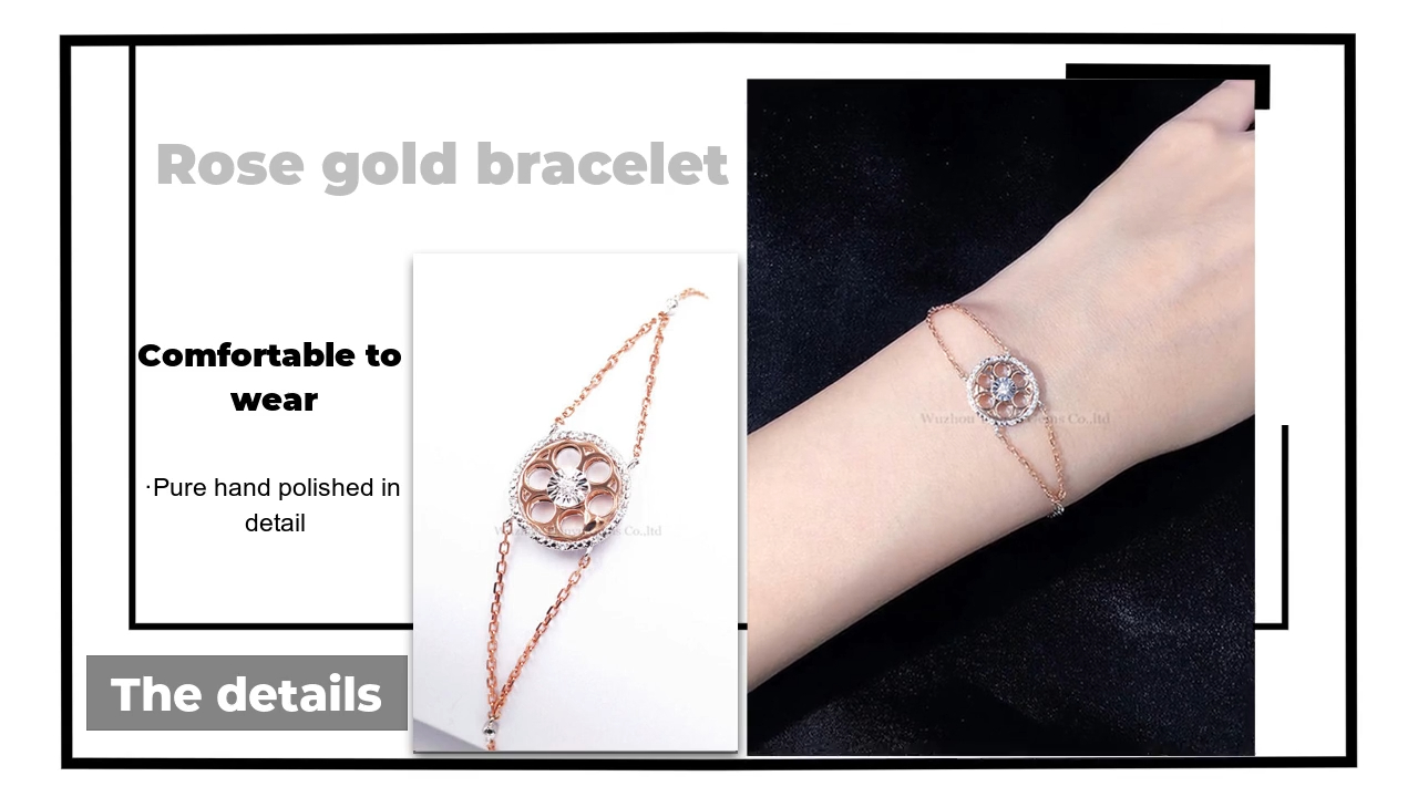 Tianyu Gems 14K rose gold moissanite diamond simple round hollow bracelet dating and commuter versatile 3