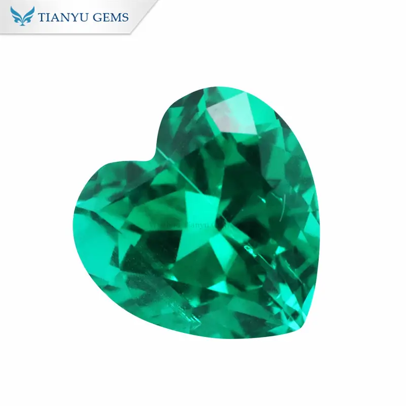 Quality Customized 8*8mm Heart Shape Synthetic Hydrothemal Emerald Stone Manufacturer | Tianyu gems 1