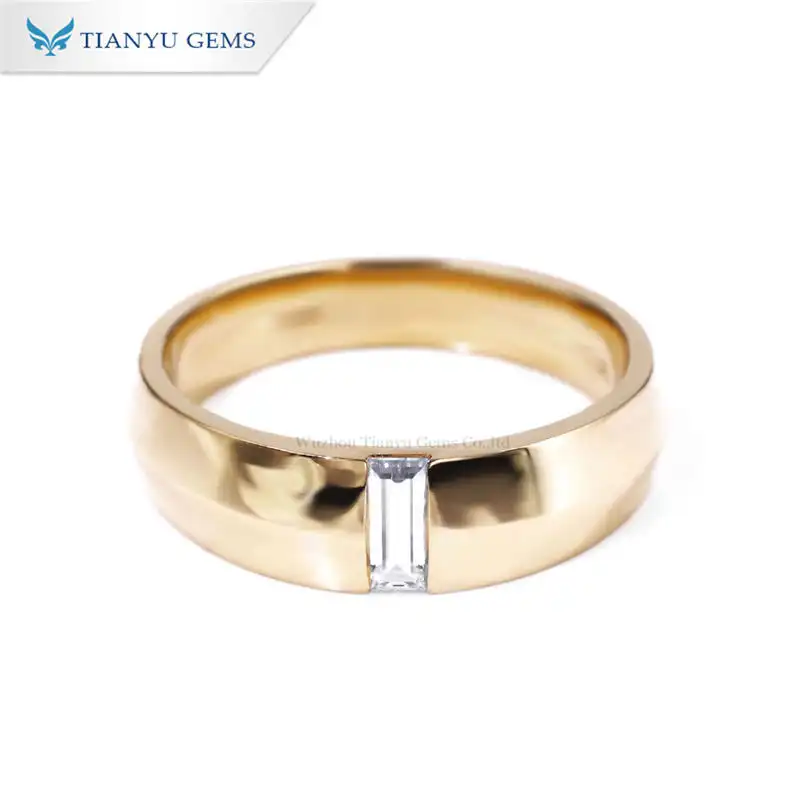 Tianyu Gems Customized Men Ring 10K 14K 18K Yellow Gold Excellent Colorless Moissanite Ring 1