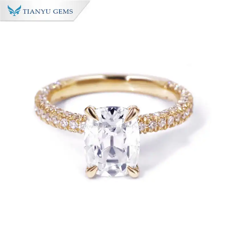 Singsing sa Pakikipagtipan na Pasadyang 6.5x8.5mm Lumang Mind Cut Moissanite Diamond 14K 18K Puting Ginto mula sa Tianyu Gems 1