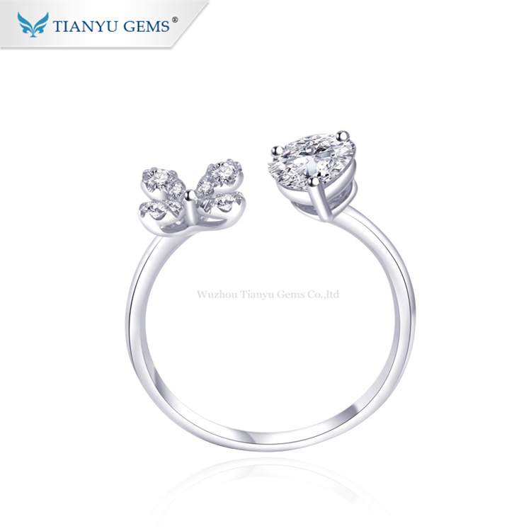 Tianyu gems customized free size pear shape moissanite diamond engagement white gold ring Rings 8
