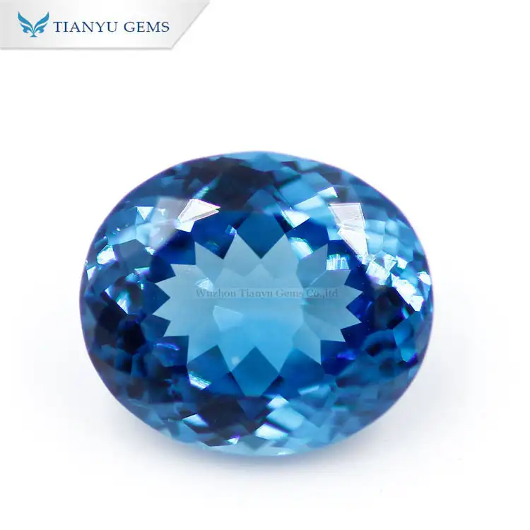 #1782 Topaz Swiss Blue Nanosital Oval Cut Synthetic Gemstone 1