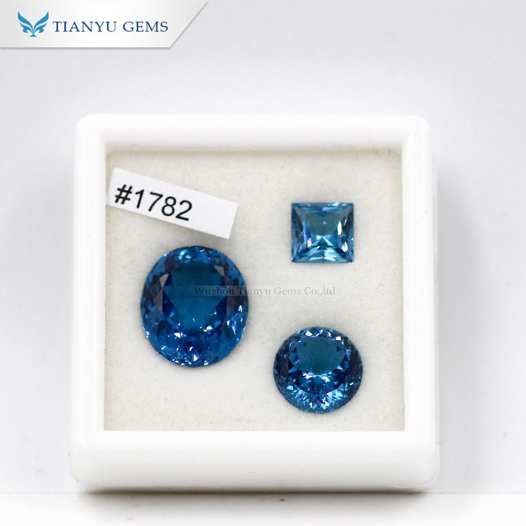 #1782 Topaz Swiss Blue Nanosital Oval Cut Synthetic Gemstone 9