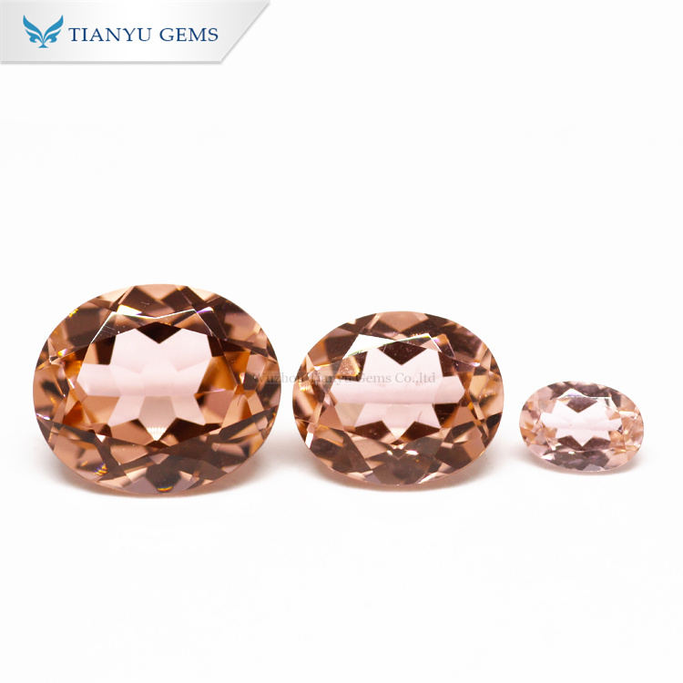 #A1076 Salmon Morganite Oval Cut Nanosital Synthetic Gemstone 9