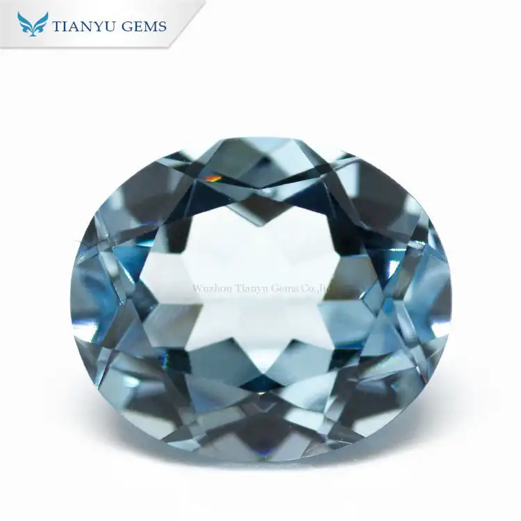 #A150 Aquamarine Blue Oval Cut Gemstone Synthetic Nanosital 1