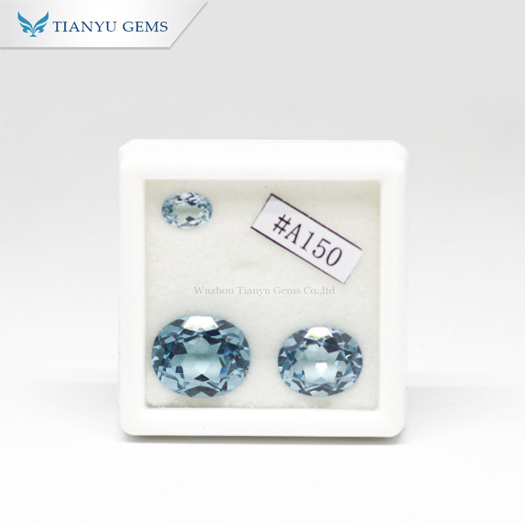 #A150 Aquamarine Blue Oval Cut Gemstone Synthetic Nanosital 9