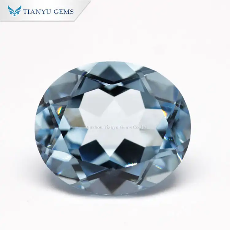 #A111 Topaz Sky Blue Sythetic Gemstone  Oval Cut Nanosital 1