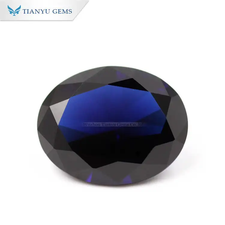 #1582 Safira Azul Muito Escura, Gema Sintética, Corte Oval Nanosital 1