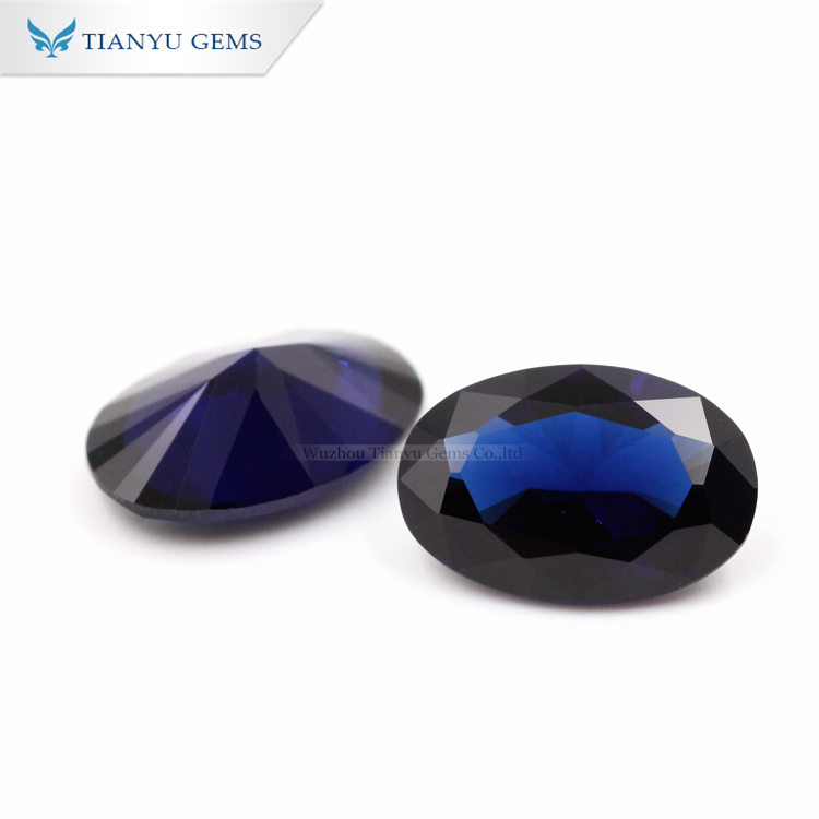 #1582 Safira Azul Muito Escura, Gema Sintética, Corte Oval Nanosital 8